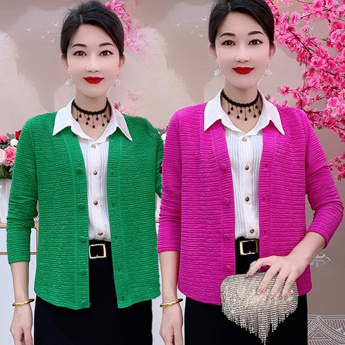 中老年女装新款薄开衫外搭小衫
