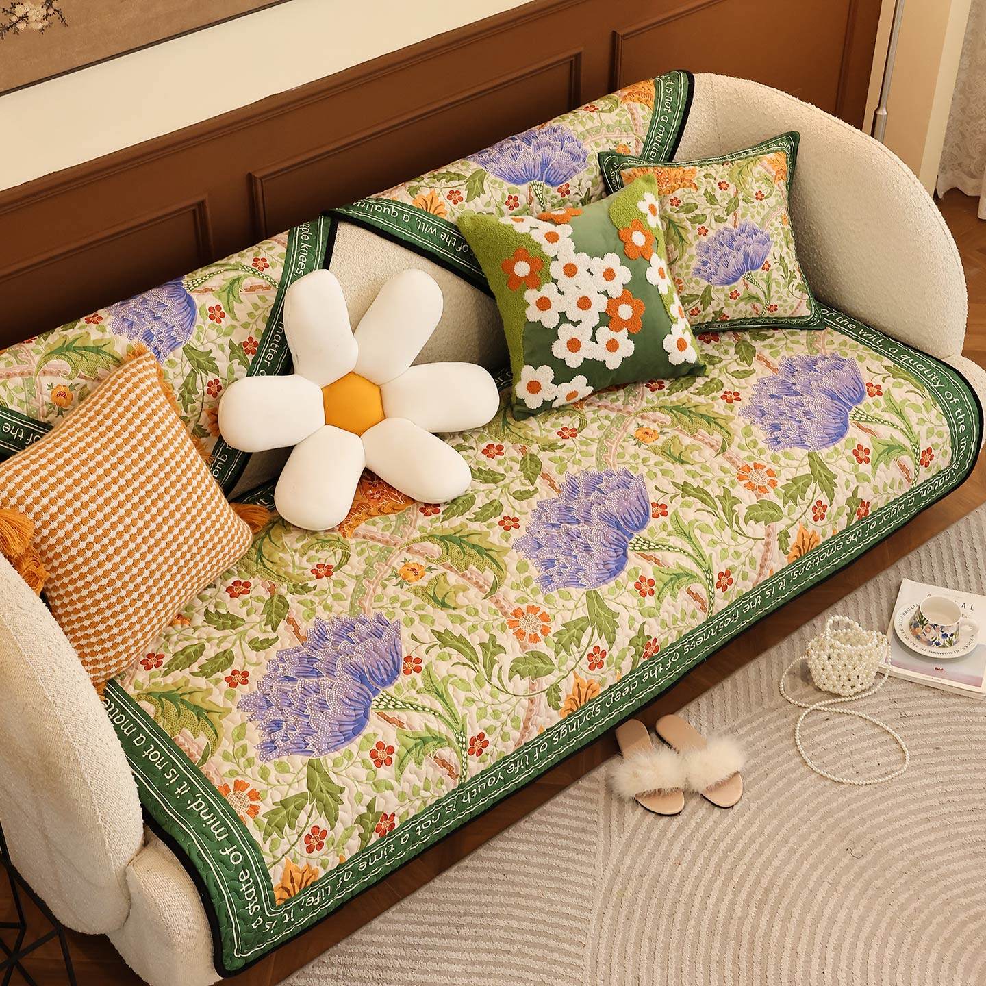 枕西湖法式复古花卉沙发垫防滑四季通用客厅轻奢沙发套罩盖布定制,居家布艺,沙发垫,淘宝优惠券,粉丝福利购,淘宝优惠卷