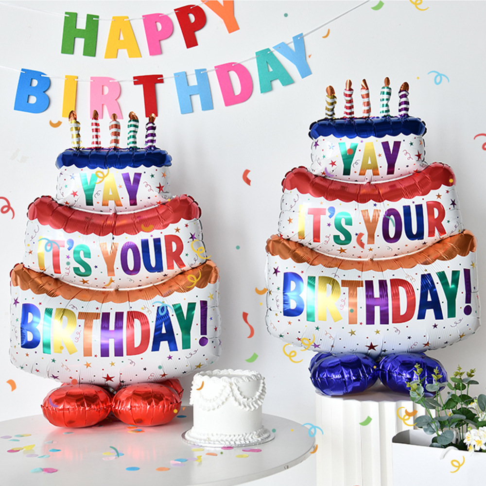 可站立生日蛋糕铝膜气球儿童拍照