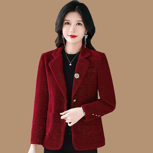 外套短款 小西装 气质高贵中老年春秋女士西服上衣 洋气时尚 妈妈春装