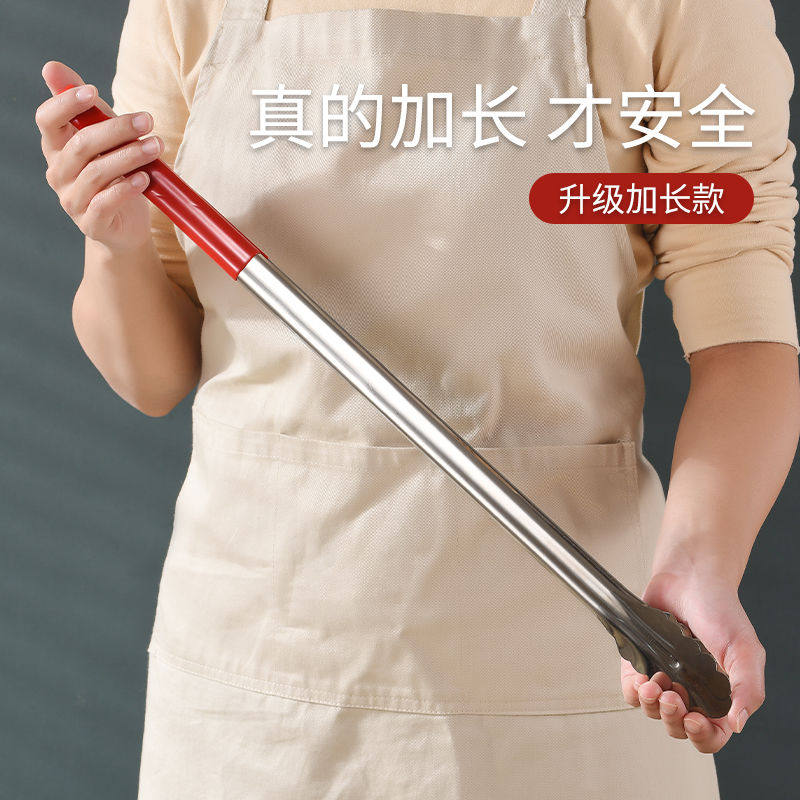 加长柄不锈钢烧烤夹子厨房家用加厚油炸夹防烫夹菜夹烤肉夹大号
