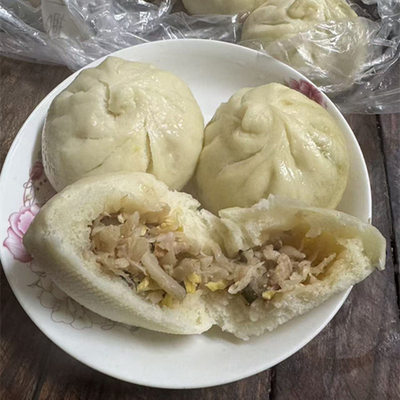 江苏东台手工老酵麻马菜馒头包子马齿苋萝卜丝雪菜肉丝包子现做