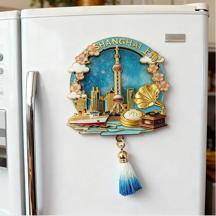 上海创意金属浮雕立体文创冰箱贴国潮城市地标景区旅游纪念品礼物