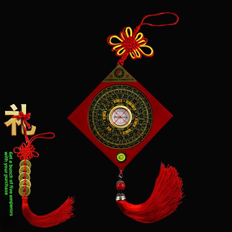 方形挂件罗盘门上平安挂饰八卦镜指南针汽车内饰品罗经仪随身携带