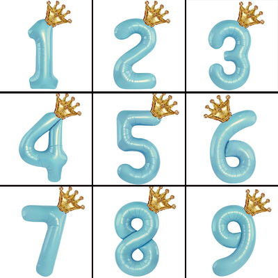 蓝色生日数字气球场景布置