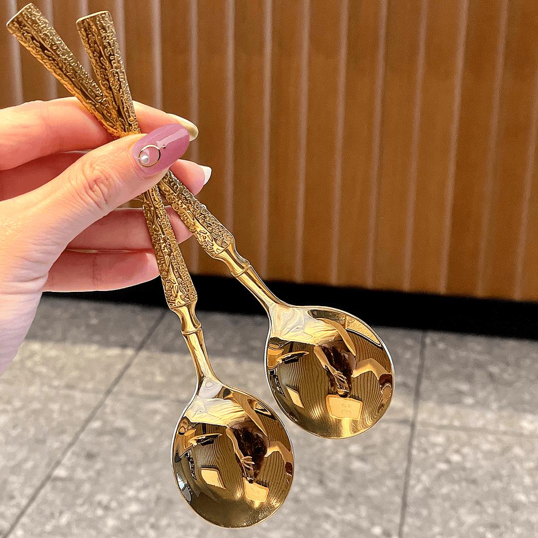 不锈钢高颜值吃西瓜勺子家用长款喝汤勺精致网红圆头干饭勺汤匙