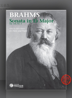 勃拉姆斯 第二长笛奏鸣曲 降E大调 Op120 附钢伴 原版进口乐谱书 Brahms Sonata in E Flat Major for Flute and Piano 114-41281