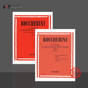 Piano 2858 全套共一至二册 Sonatas Cello Boccherini 大提琴与钢琴 里科尔迪乐谱书 ER2857 博凯里尼 and 19首奏鸣曲