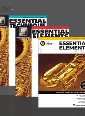 管乐的基本要素 降E调低音萨克斯教材 全套共一至三卷 附在线音乐 海伦德原版乐谱书 Essential Elements Eb Baritone Saxophone