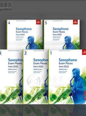 英皇考级 2022萨克斯作品曲目 含钢伴不带音频 全套共一至五卷 ABRSM英文原版乐谱书 Saxophone Exam Pieces from ABRSM Grade 1-5