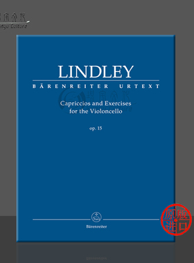 林德利 随想曲和练习曲 Op15 大提琴独奏 德国骑熊士原版进口乐谱书 Lindley Capriccios and Exercises the Violoncello BA10936