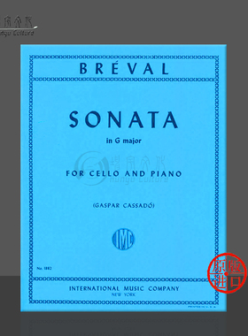 布雷瓦尔 大提琴奏鸣曲 G大调 附钢伴 原版乐谱书 Breval Sonata in G major Cello and Piano IMC1882