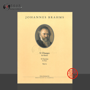乐谱书 钢琴练习曲 Breitkopf 勃拉姆斯 Brahms Piano WoO6 for 51首 EB6016 德国大熊 Exercises 原版