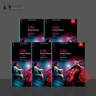 Cello 2024新版 ABRSM原版 英皇大提琴考级教材 Exam Initial 不带音频 Grade 含钢琴伴奏谱 全套一级至五级 Pieces 乐谱书