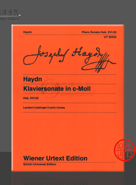 海顿 C小调钢琴奏鸣曲 Hob XVI 20 带指法 维也纳UE净版乐谱书 Haydn Sonata-C minor for piano UT50423