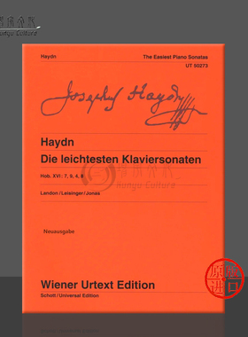 海顿 简易钢琴奏鸣曲 Hob XVI 7 9 4 8 钢琴独奏 带指法 维也纳UE净版乐谱书 Haydn The Easiest Piano Sonatas for piano UT50273