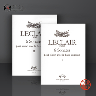 violin 小提琴和低音通奏 原版 布达佩斯 勒克莱尔 Leclair for and 全套一至二卷 Sonatas continuo basso 乐谱书 六首奏鸣曲