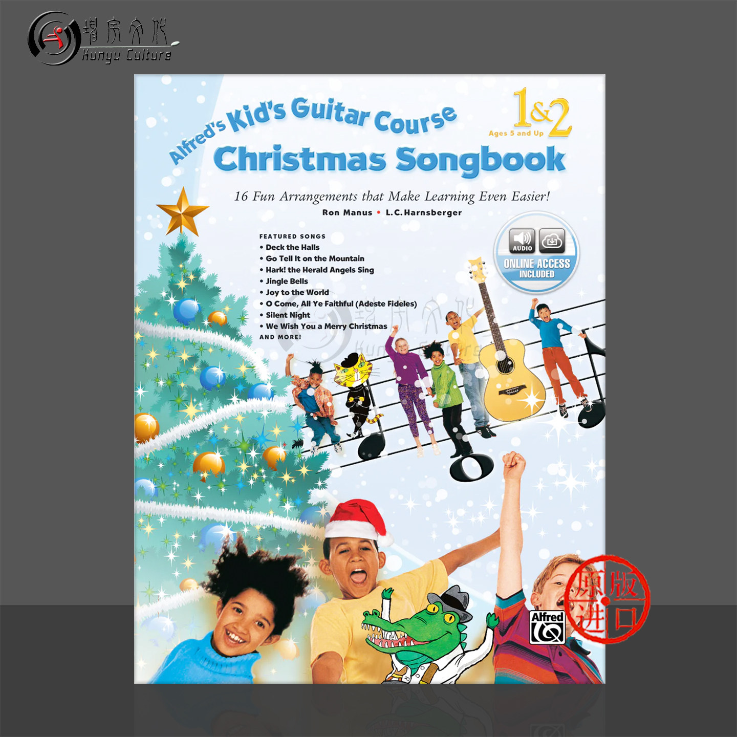 孩子的吉他课程1和2 圣诞歌曲 附CD Alfred原版乐谱书 Kids Guitar Course Christmas Songbook 1and 2 00-42696
