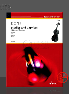 顿特 练习曲和随想曲 op35 中提琴独奏 德国朔特原版乐谱书Dont Studies and Caprices with preparatory Exercises viola ED6118
