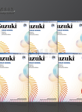 铃木小提琴教程 亚洲版 附CD 不含钢伴谱 全套共一至六卷 原版乐谱书 Suzuki Violin School Vol 1-6 Asian Edition