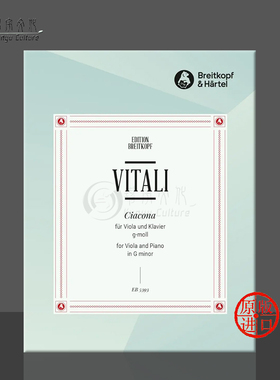 维塔利 G小调恰空 中提琴和钢琴 德国进口大熊Breitkopf原版乐谱书Vitali Chaconne in G minor Viola and Piano EB5393