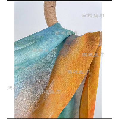 【莫奈】2026夏新品渐变色显白洋气斜角丝巾长条纱巾清凉薄22*165