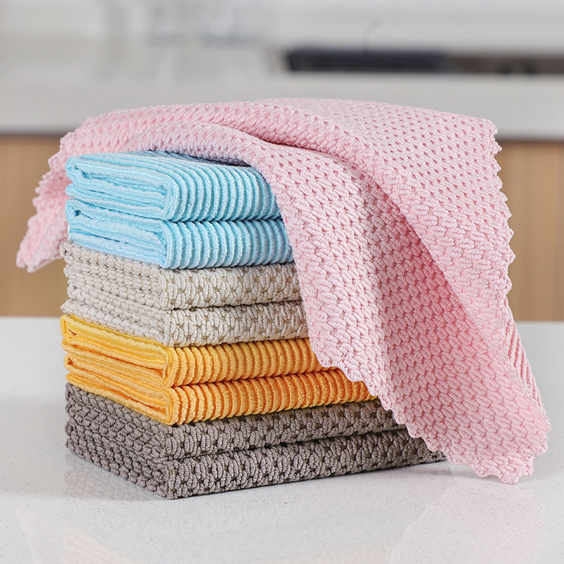 鱼鳞抹布擦玻璃清洁布不易留痕吸水不掉毛不沾油厨房擦桌子洗碗巾