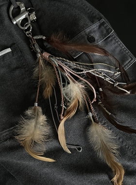 原创视觉系纯手工diy穿搭kmrii风格羽毛配饰包挂件钥匙扣裤子挂饰