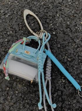 ironworks手作miu系蓝色透明耳机小包编织绳包包挂饰潮流腰间挂件