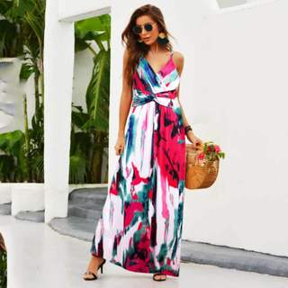 Spring camisole printed beach dress for women