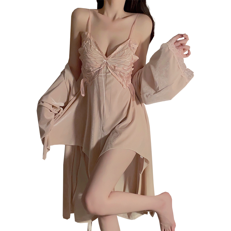 贝心适女士金丝绒睡袍睡裙