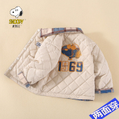 厚外套儿童格子夹棉翻领轻薄棉 史努比2025秋冬男女童装 两面穿