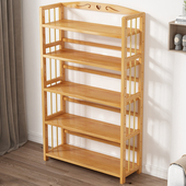 楠竹厨房置物架锅具用品收纳架客厅多层实木储物柜简易小书架落地