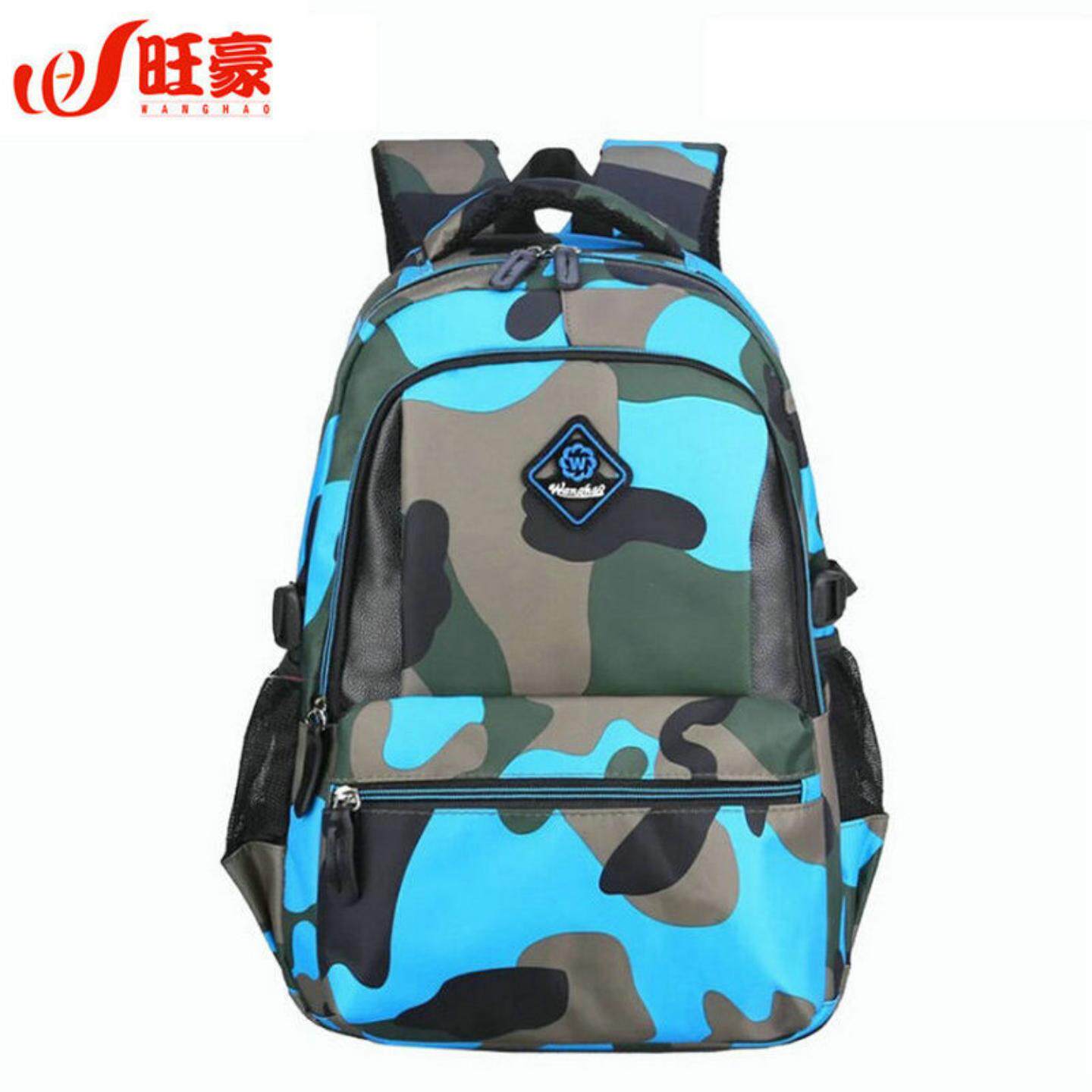儿童双肩背包印字 男女迷彩休闲双肩背包中小学生书包