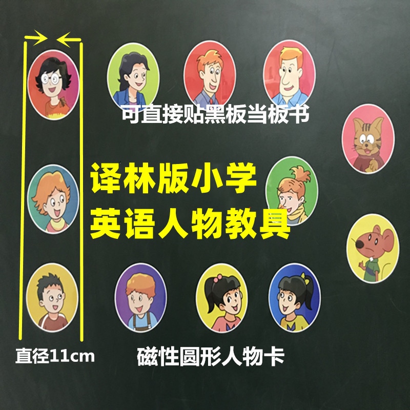译林版小学英语教具人物圆形磁性卡片带板书黑板贴公开课小学英语人物