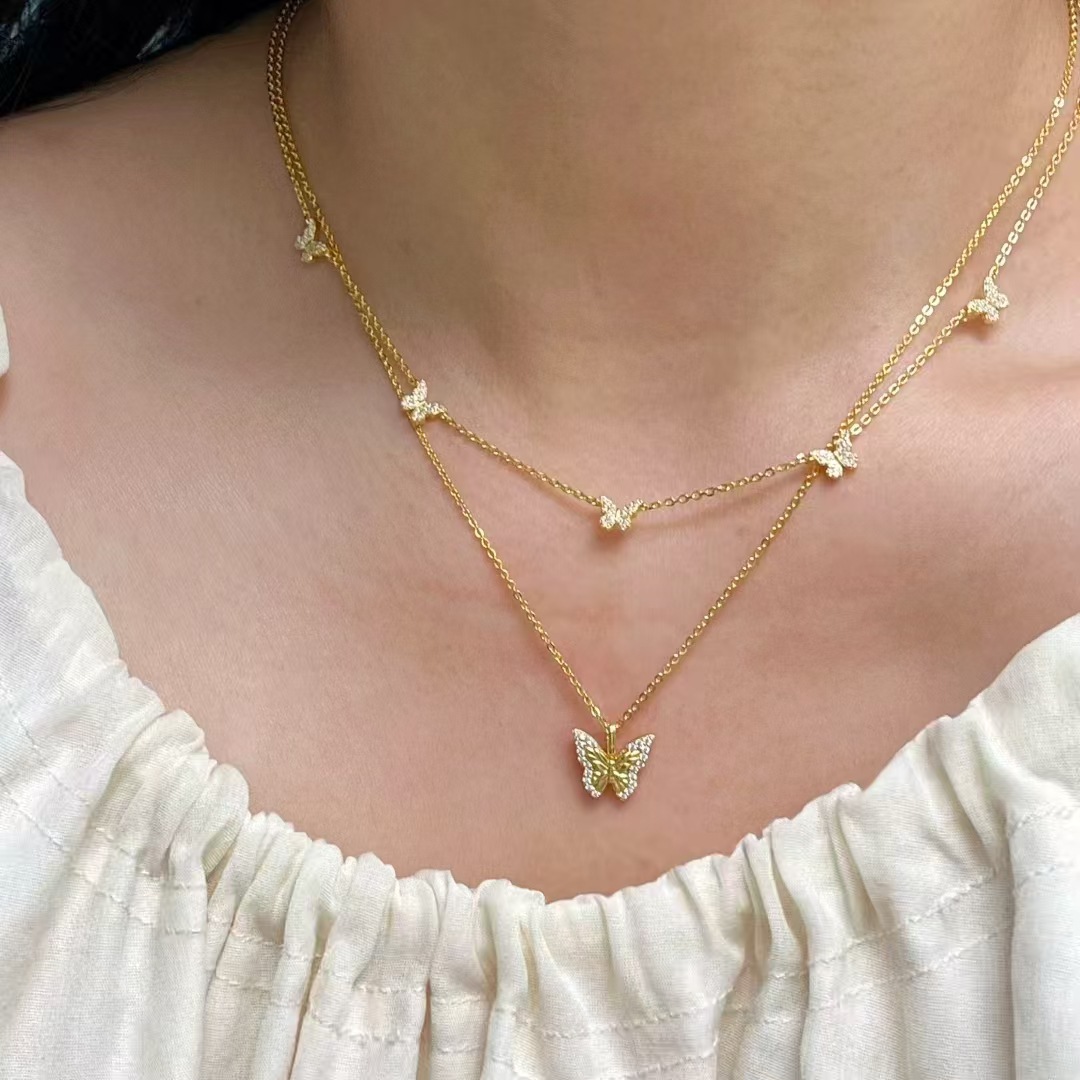 安娜路易莎S925银镀金蝴蝶项链