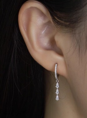 ana luisa欧美高级感镶钻S925纯银耳环金色圈形水滴耳坠耳扣耳饰