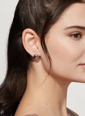 ana luisa欧美925银时尚复古ins简约光圆形面球形耳扣耳饰耳环女