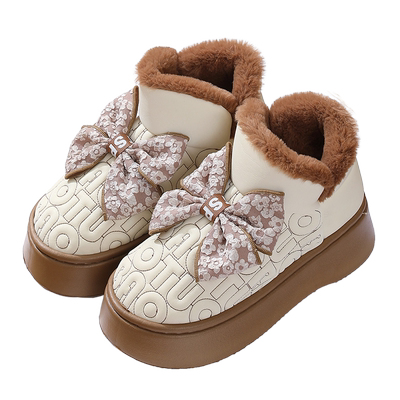 新款冬季棉鞋女款加绒加厚防滑中筒厚底防水保暖外穿女式雪地靴