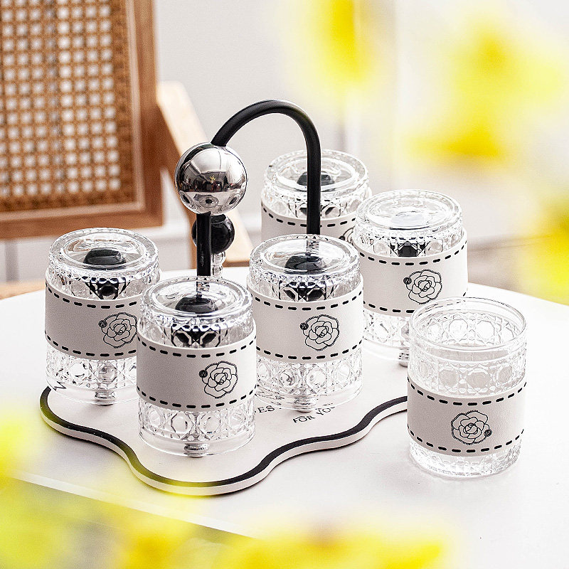 高颜值喝水杯子耐热玻璃杯复古威士忌杯收纳置物杯架家用待客套装,餐饮具,玻璃杯,淘宝优惠券,粉丝福利购,淘宝优惠卷