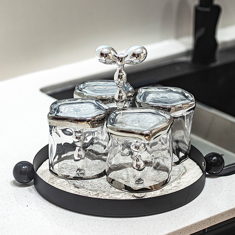 随沐杯子套装水杯家用玻璃杯杯架