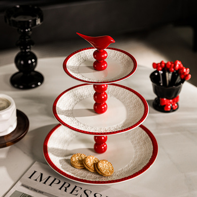 随沐多层糖果盘子轻奢高档客厅茶几家用零食盘结婚专用多层水果盘