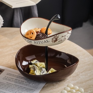 随沐复古水果盘客厅茶几家用多层下午茶点心架糖果盘子前台零食盘