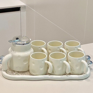 家用耐高温凉水杯装 陶瓷水壶简约轻奢凉水壶水杯茶具套装 水茶壶