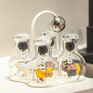 创意可爱啤酒杯高颜值玻璃杯子家用果汁杯饮料杯牛奶杯收纳套装