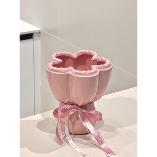 创意陶瓷花瓶摆件客厅插花瓶新婚礼物生日乔迁毕业礼物手捧花束