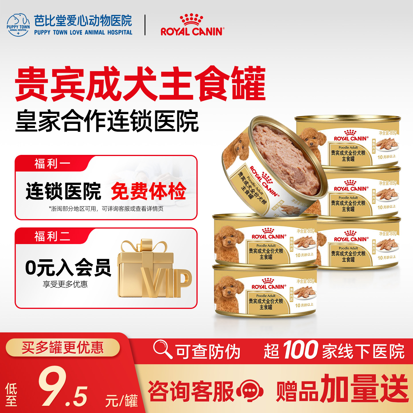 皇家贵宾成犬用主食湿粮罐头85g