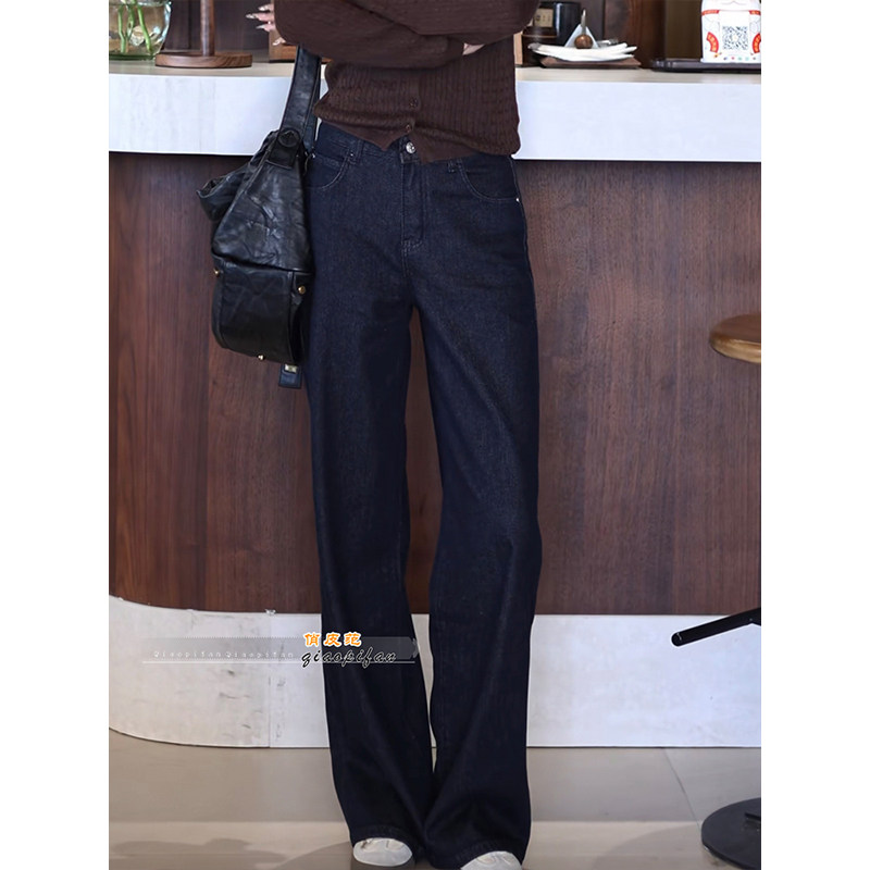 复古原牛丹宁高腰休闲阔腿牛仔裤女2026春季百搭显瘦宽松直筒长裤,女装/女士精品,牛仔裤,淘宝优惠券,粉丝福利购,淘宝优惠卷