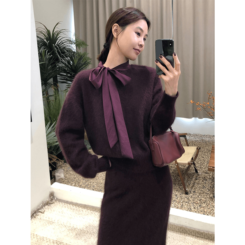 韩系搭配一整套冬装针织衫女