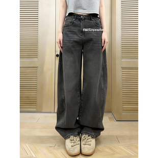 2026早春梨形身材宽松显瘦百搭弯刀裤 微胖大码 复古高腰阔腿牛仔裤